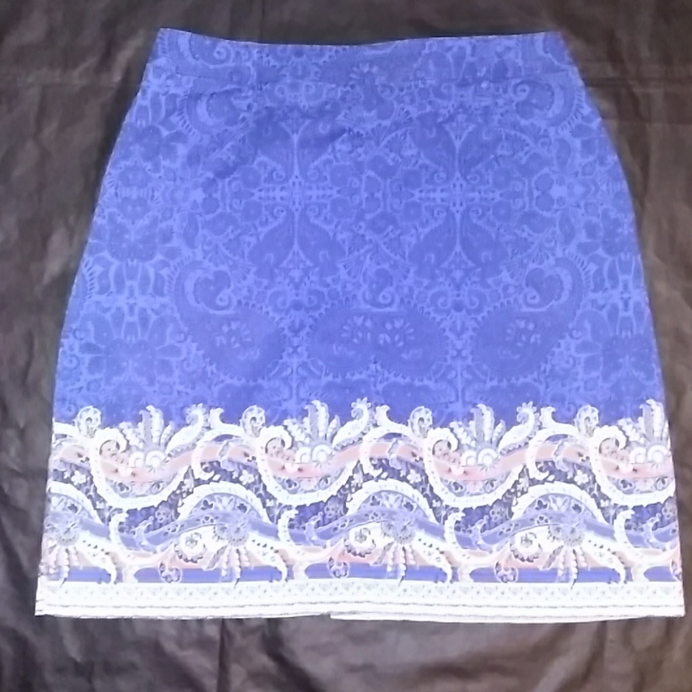 Lands End Blue Geometric Skirt - Picture 4 of 7